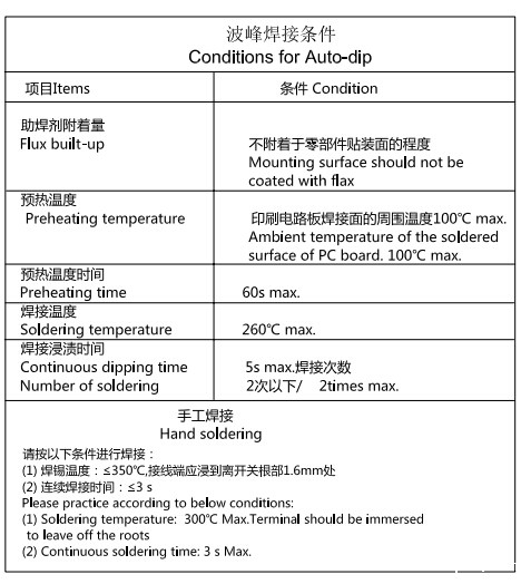 AC插座通用焊接条件